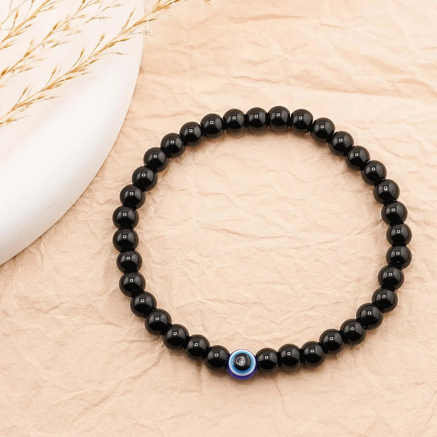 Evil Eye Bracelet 6mm Natural Stretch Adjustable Beaded Bracelets for Men