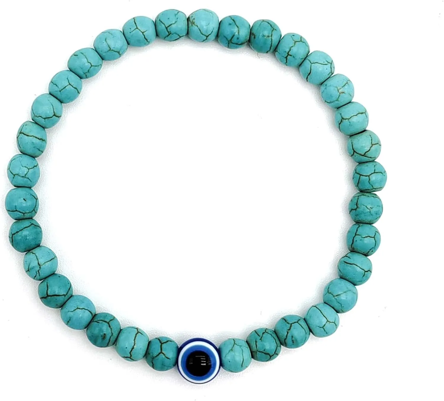 Evil Eye Bracelet 6mm Natural Stretch Adjustable Beaded Bracelets for Men