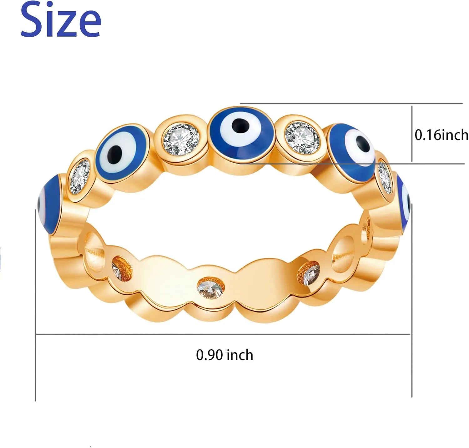 Evil Eye Ring for Women 18K White Gold Plated Evil Eye Band Cubic Zirconia Braided Engagement Promise Statement Wedding Ring Jewelry Gift Size 6-10