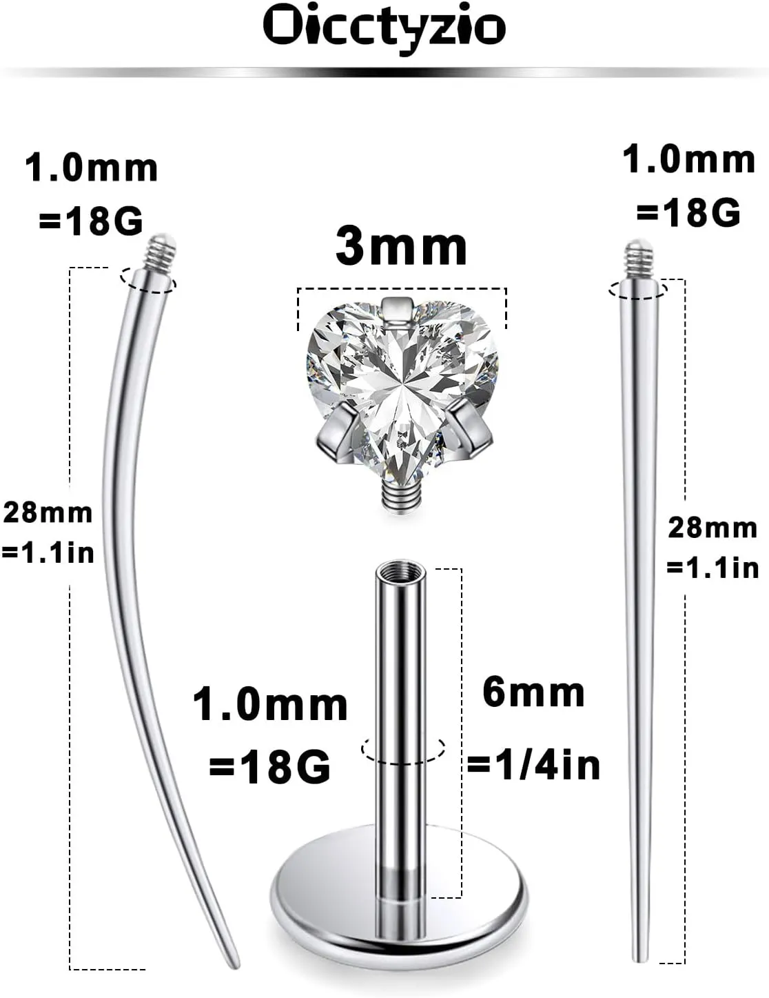 F136 Titanium 20/18/16G Internally Threaded Flat Back Stud Earrings Nose Rings Lip Labret Medusa Monroe Piercing Jewelry with Taper for Women Men