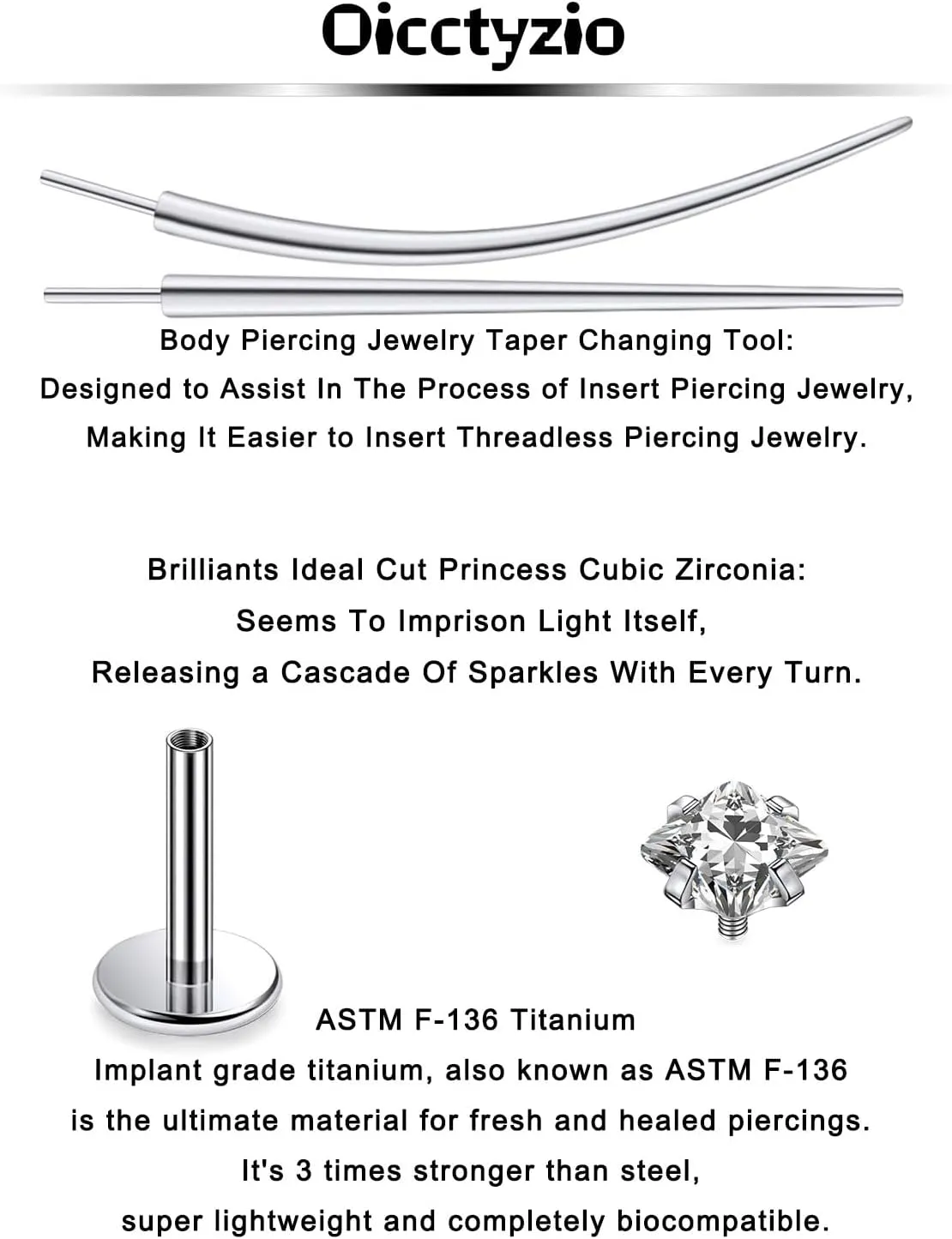 F136 Titanium 20/18/16G Internally Threaded Flat Back Stud Earrings Nose Rings Lip Labret Medusa Monroe Piercing Jewelry with Taper for Women Men
