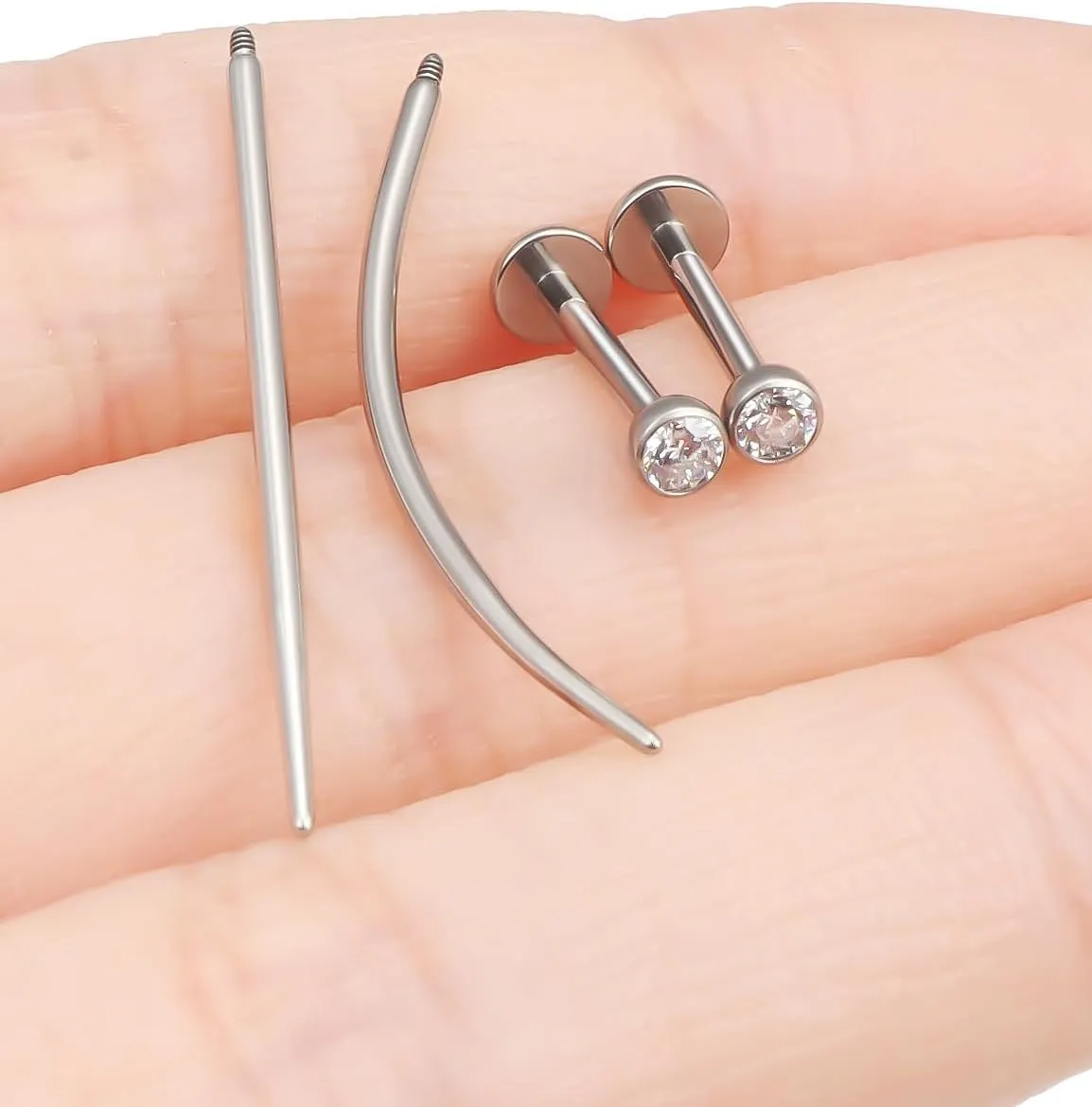 F136 Titanium 20/18/16G Internally Threaded Flat Back Stud Earrings Nose Rings Lip Labret Medusa Monroe Piercing Jewelry with Taper for Women Men