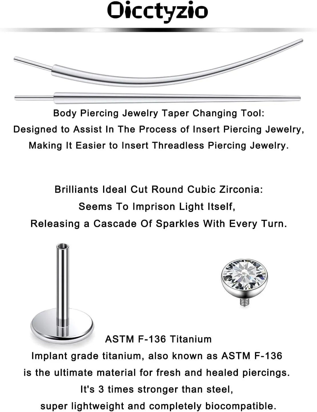 F136 Titanium 20/18/16G Internally Threaded Flat Back Stud Earrings Nose Rings Lip Labret Medusa Monroe Piercing Jewelry with Taper for Women Men