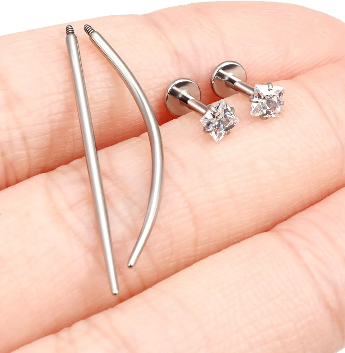 F136 Titanium 20/18/16G Internally Threaded Flat Back Stud Earrings Nose Rings Lip Labret Medusa Monroe Piercing Jewelry with Taper for Women Men