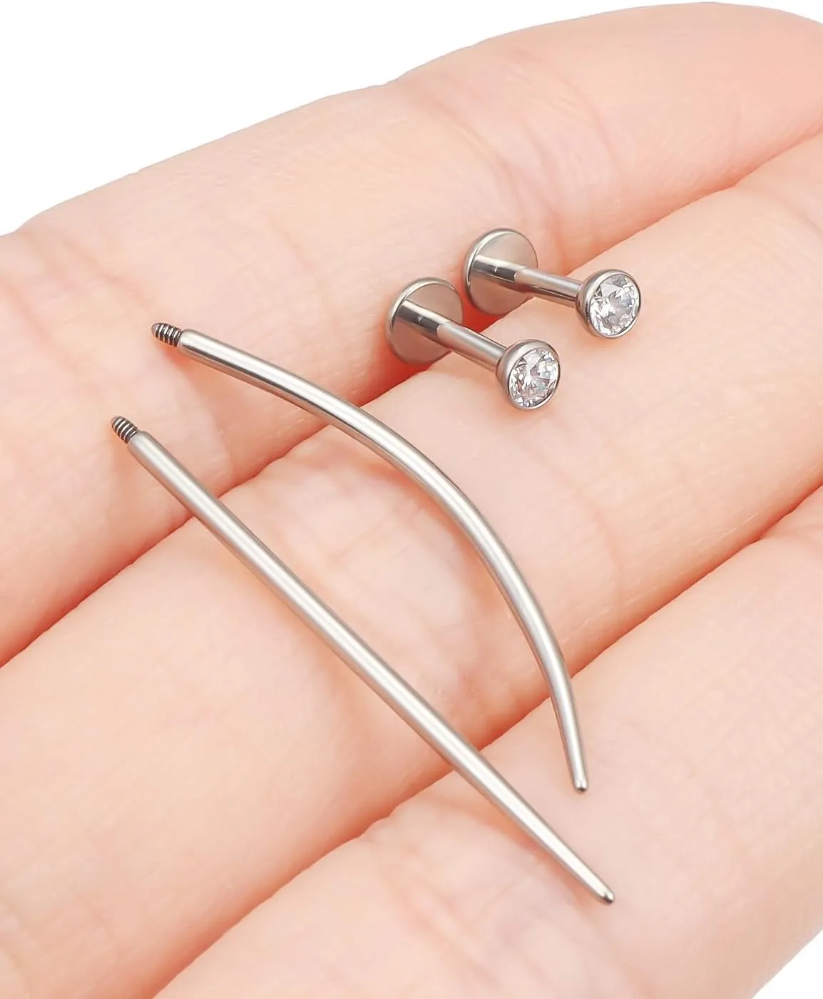 F136 Titanium 20/18/16G Internally Threaded Flat Back Stud Earrings Nose Rings Lip Labret Medusa Monroe Piercing Jewelry with Taper for Women Men