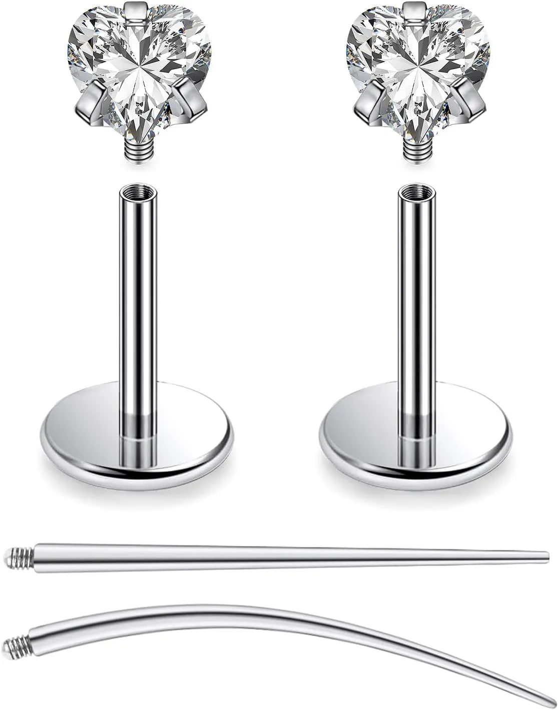 F136 Titanium 20/18/16G Internally Threaded Flat Back Stud Earrings Nose Rings Lip Labret Medusa Monroe Piercing Jewelry with Taper for Women Men