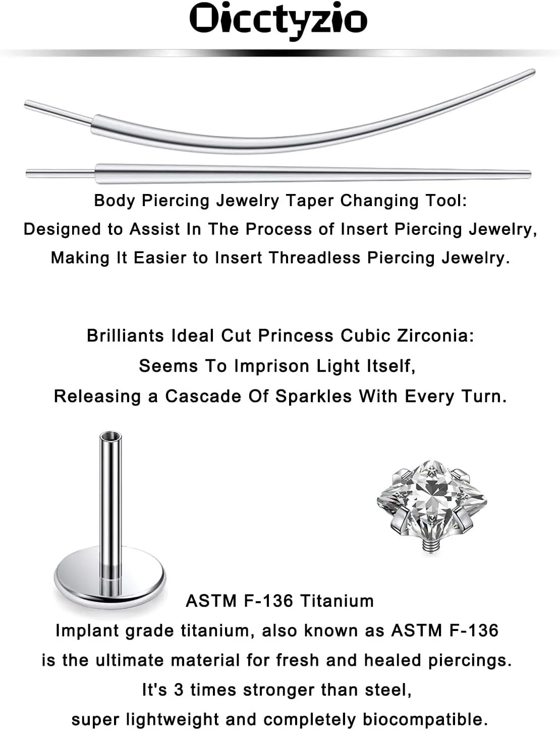 F136 Titanium 20/18/16G Internally Threaded Flat Back Stud Earrings Nose Rings Lip Labret Medusa Monroe Piercing Jewelry with Taper for Women Men