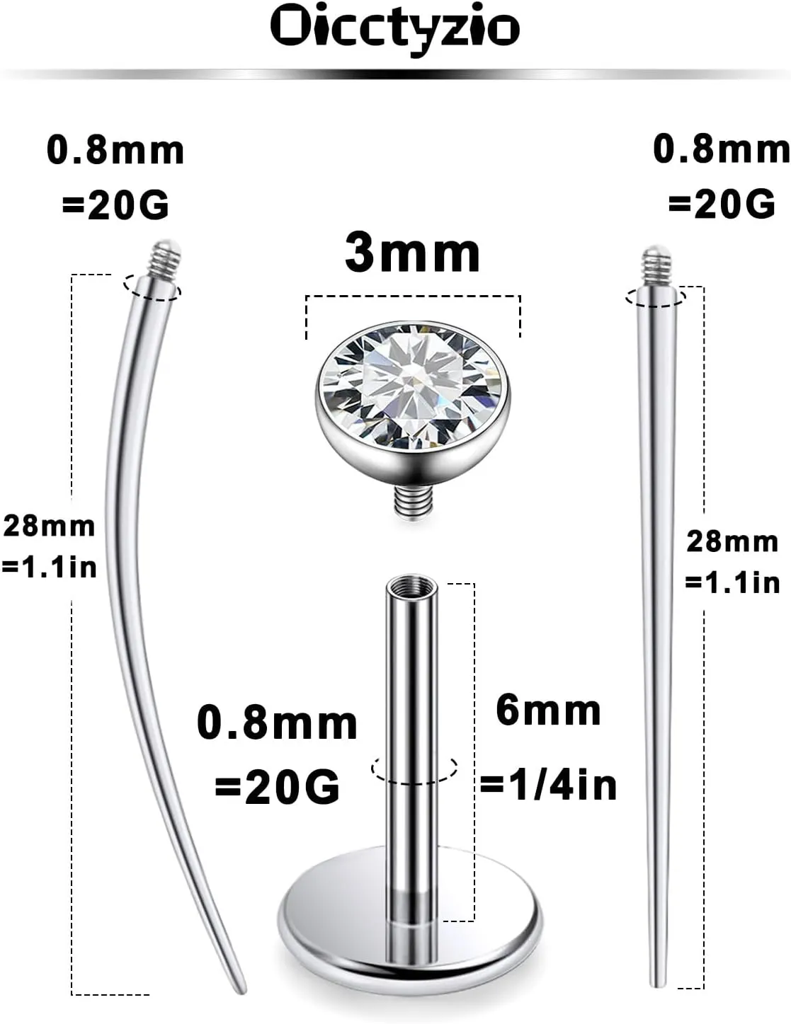 F136 Titanium 20/18/16G Internally Threaded Flat Back Stud Earrings Nose Rings Lip Labret Medusa Monroe Piercing Jewelry with Taper for Women Men