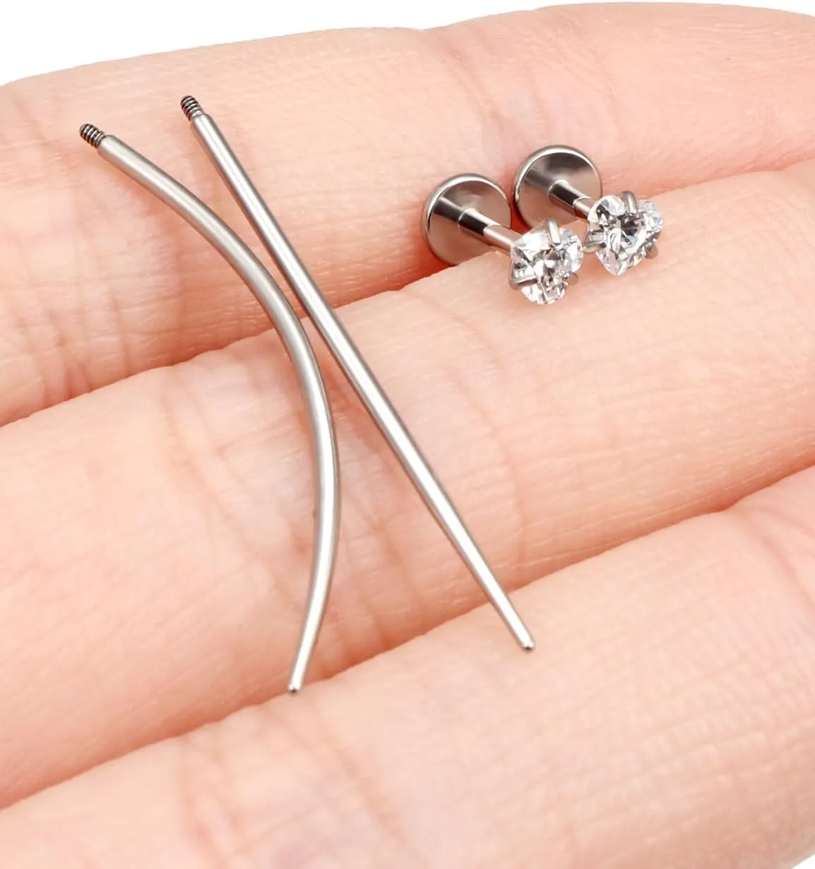 F136 Titanium 20/18/16G Internally Threaded Flat Back Stud Earrings Nose Rings Lip Labret Medusa Monroe Piercing Jewelry with Taper for Women Men