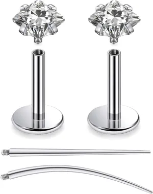 F136 Titanium 20/18/16G Internally Threaded Flat Back Stud Earrings Nose Rings Lip Labret Medusa Monroe Piercing Jewelry with Taper for Women Men