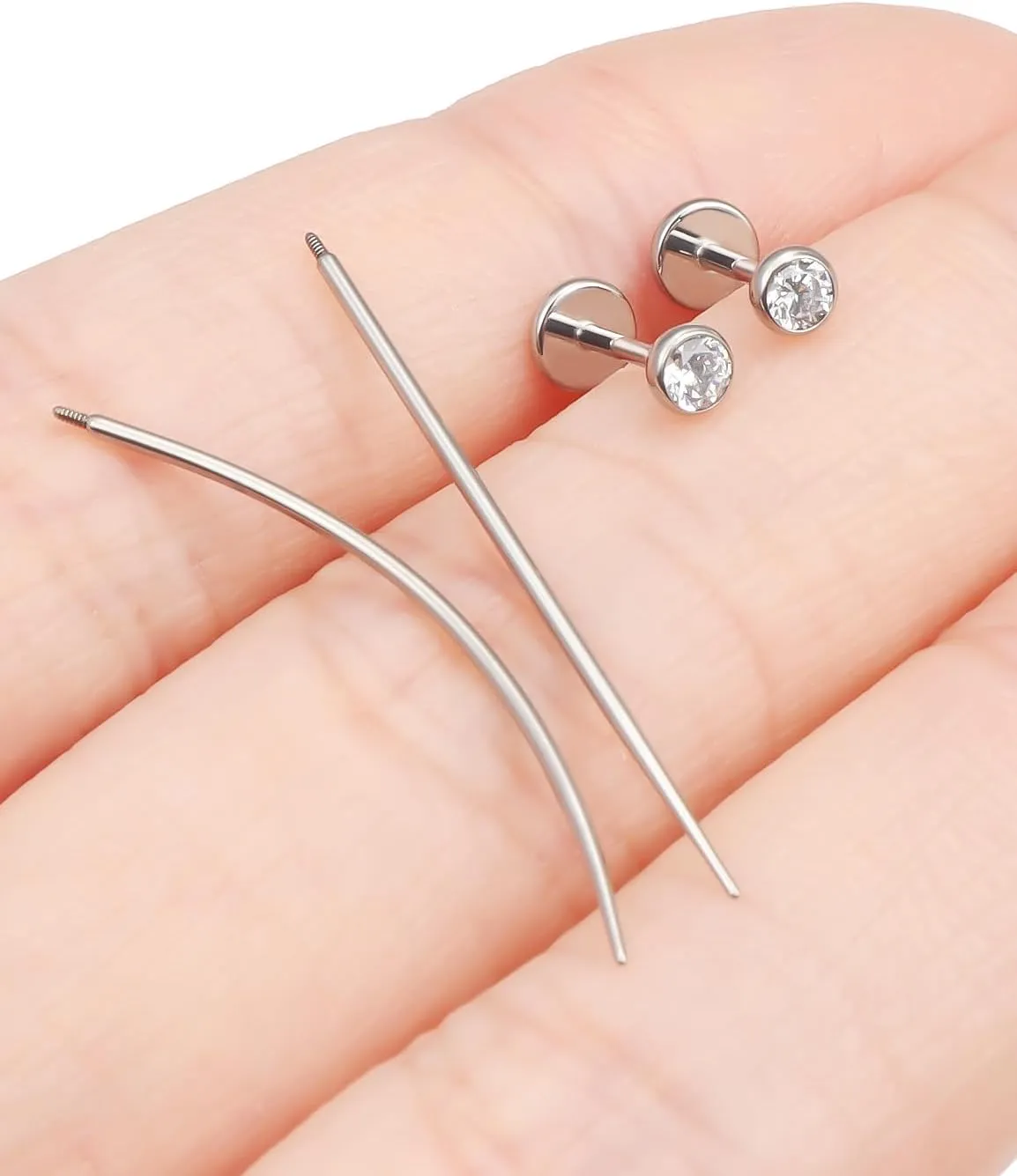F136 Titanium 20/18/16G Internally Threaded Flat Back Stud Earrings Nose Rings Lip Labret Medusa Monroe Piercing Jewelry with Taper for Women Men