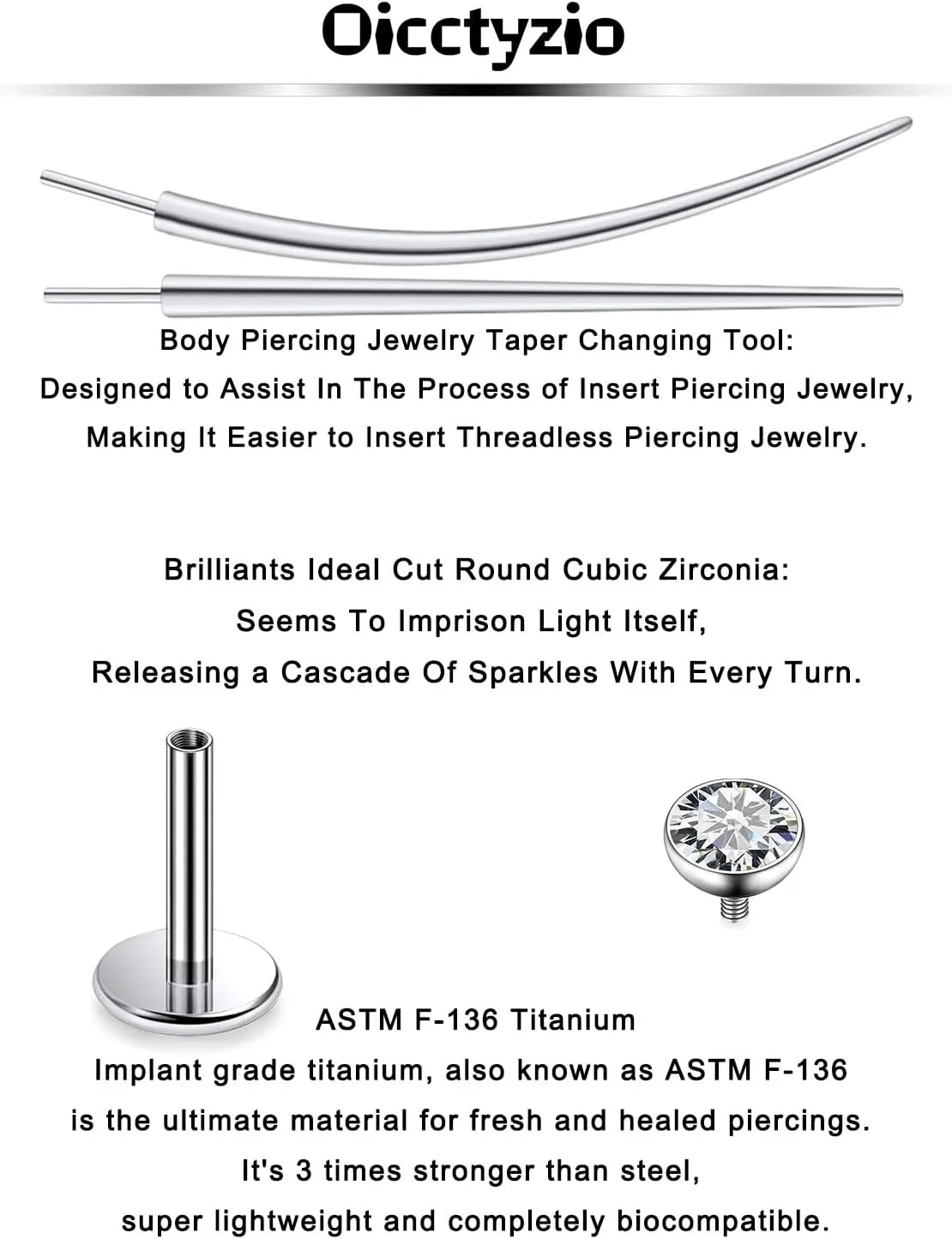 F136 Titanium 20/18/16G Internally Threaded Flat Back Stud Earrings Nose Rings Lip Labret Medusa Monroe Piercing Jewelry with Taper for Women Men