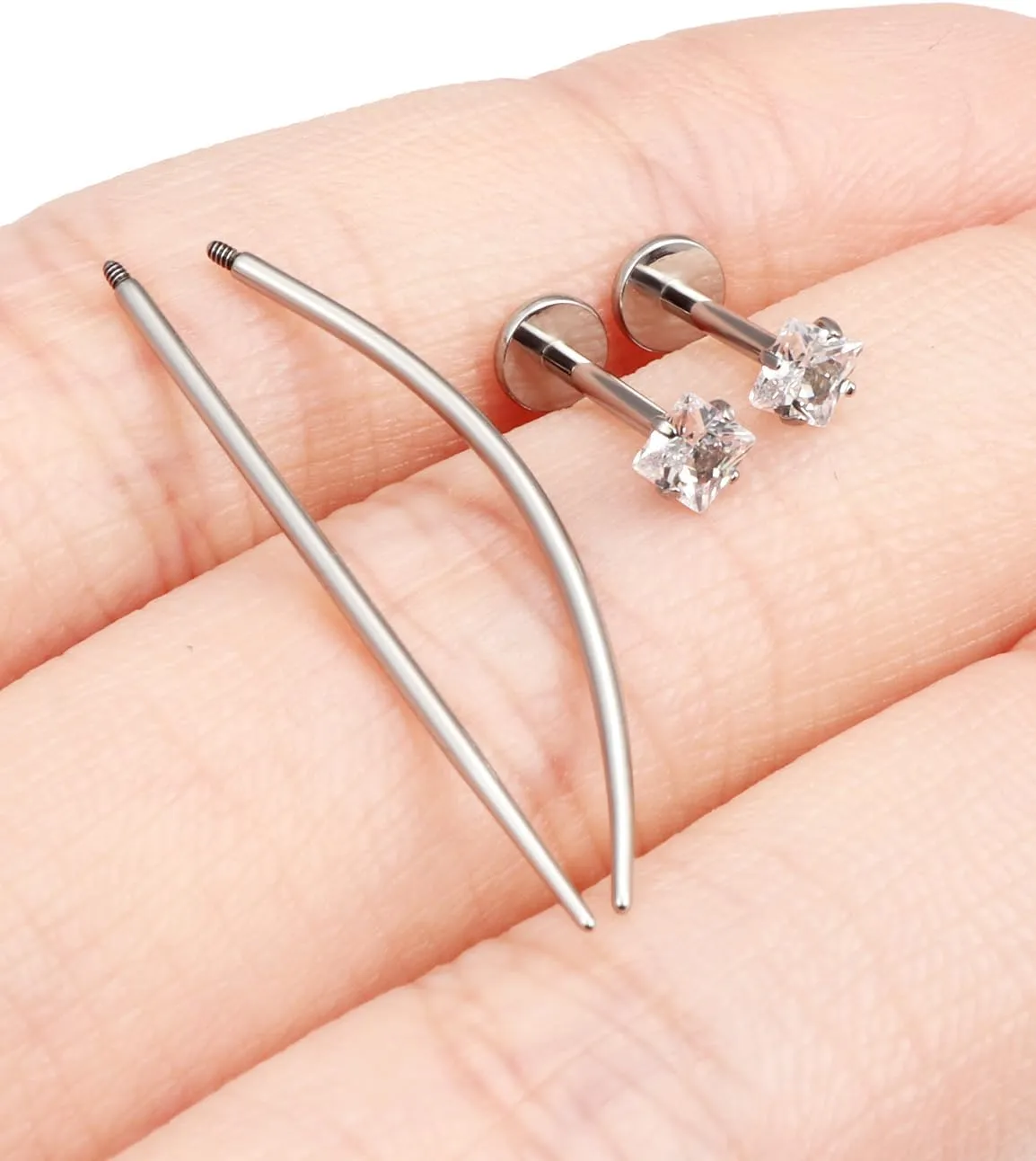 F136 Titanium 20/18/16G Internally Threaded Flat Back Stud Earrings Nose Rings Lip Labret Medusa Monroe Piercing Jewelry with Taper for Women Men