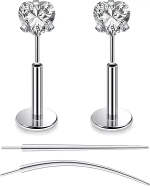 F136 Titanium 20/18/16G Threadless Flat Back Stud Earrings Nose Rings Lip Labret Medusa Monroe Piercing Jewelry with Taper for Women Men