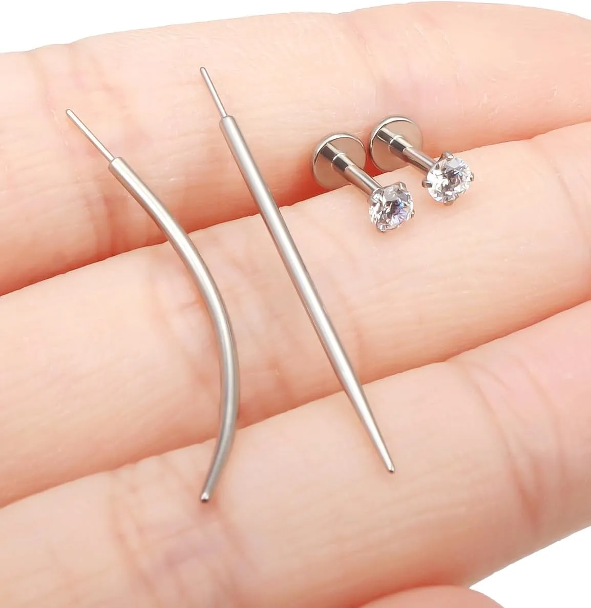 F136 Titanium 20/18/16G Threadless Flat Back Stud Earrings Nose Rings Lip Labret Medusa Monroe Piercing Jewelry with Taper for Women Men