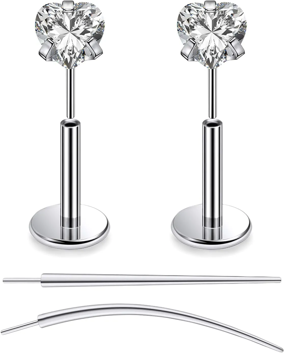 F136 Titanium 20/18/16G Threadless Flat Back Stud Earrings Nose Rings Lip Labret Medusa Monroe Piercing Jewelry with Taper for Women Men