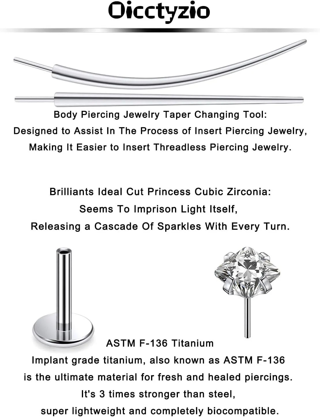 F136 Titanium 20/18/16G Threadless Flat Back Stud Earrings Nose Rings Lip Labret Medusa Monroe Piercing Jewelry with Taper for Women Men