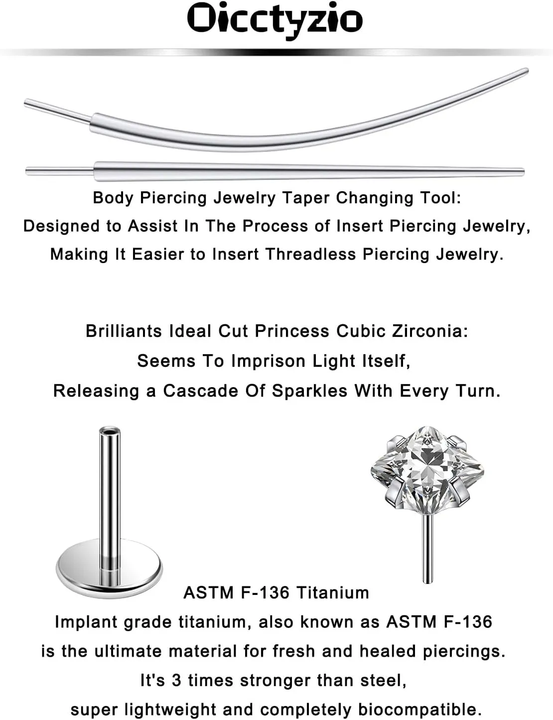 F136 Titanium 20/18/16G Threadless Flat Back Stud Earrings Nose Rings Lip Labret Medusa Monroe Piercing Jewelry with Taper for Women Men