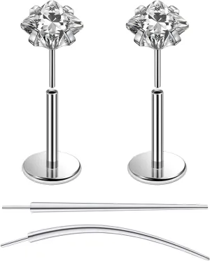 F136 Titanium 20/18/16G Threadless Flat Back Stud Earrings Nose Rings Lip Labret Medusa Monroe Piercing Jewelry with Taper for Women Men