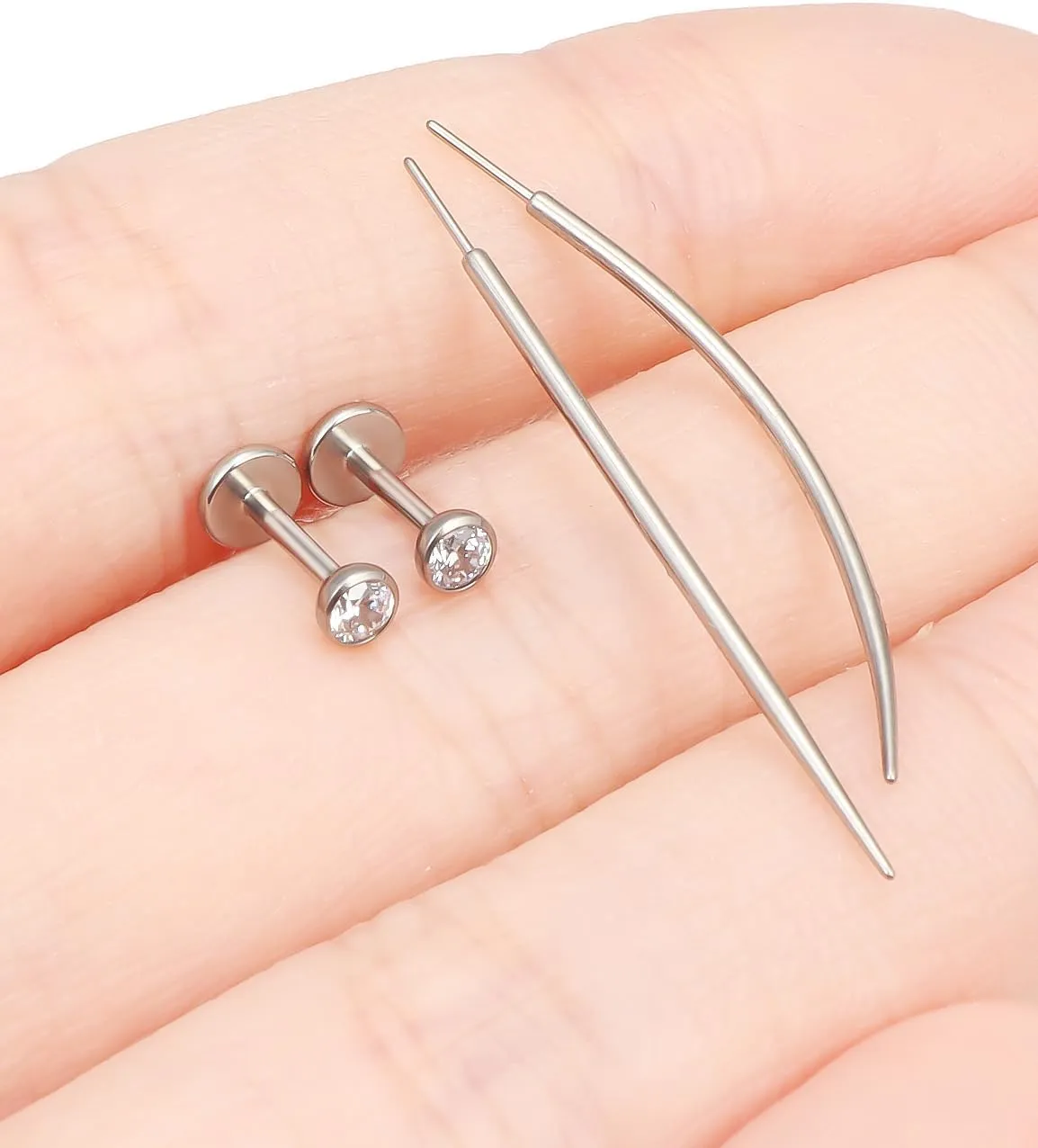 F136 Titanium 20/18/16G Threadless Flat Back Stud Earrings Nose Rings Lip Labret Medusa Monroe Piercing Jewelry with Taper for Women Men