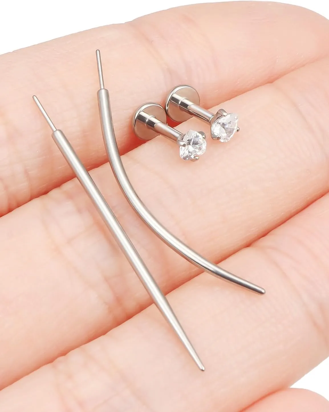 F136 Titanium 20/18/16G Threadless Flat Back Stud Earrings Nose Rings Lip Labret Medusa Monroe Piercing Jewelry with Taper for Women Men