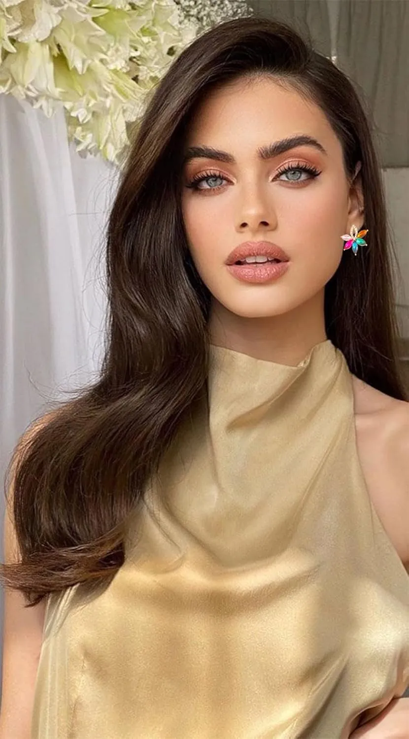 Fancy Rhinestone Statement Stud Earrings Flower Crystal Stud Drop Earrings Wedding Prom Earrings for Women