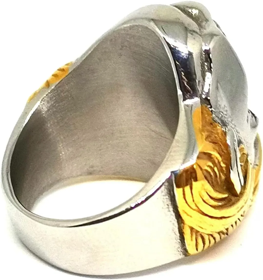 Fanshu Stainless Steel Titanium Hip Hop Punk Golden Hair Donald Trump 3D Face Band Rings for Men Women Fans Presidential Campaign Supporter Couple Friends Gift Fashion Statement Jewelry