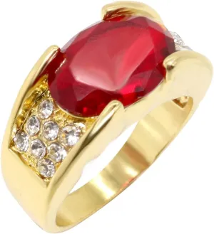 Fashion Red Oval Crystal Cocktail Statement Ring Geometry Zircon Engagement Wedding Bands Rings Luxury Jewelry for Women Gift Black Gold Plated