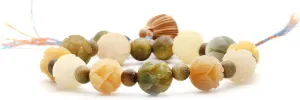 Fashion Resin Lotus Flower Charm Bracelet Bodhi Faux Jade Beads Bracelet