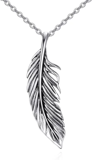 Feather Necklaces for Women 925 Sterling Silver Feather Pendant Necklace Feather Jewelry Gifts for Women