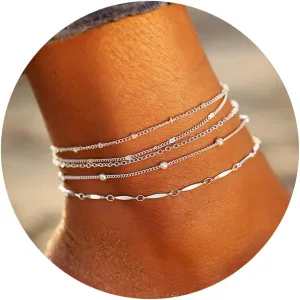 Fesciory 14K Gold Ankle Bracelets Sets For Women, Adjustable Layered Infinite Anklet, Summer Beach Butterfly Star Foot Chain Jewelry Gifts