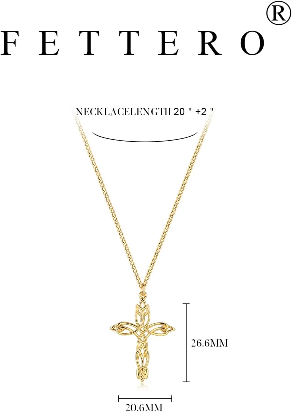 Fettero Cross Necklace for Women 14K Gold Plated Iris Cross Pendant Faith Necklace Jewelry CZ Cross Pendant Necklace Adjustable Chain Necklace Jewelry