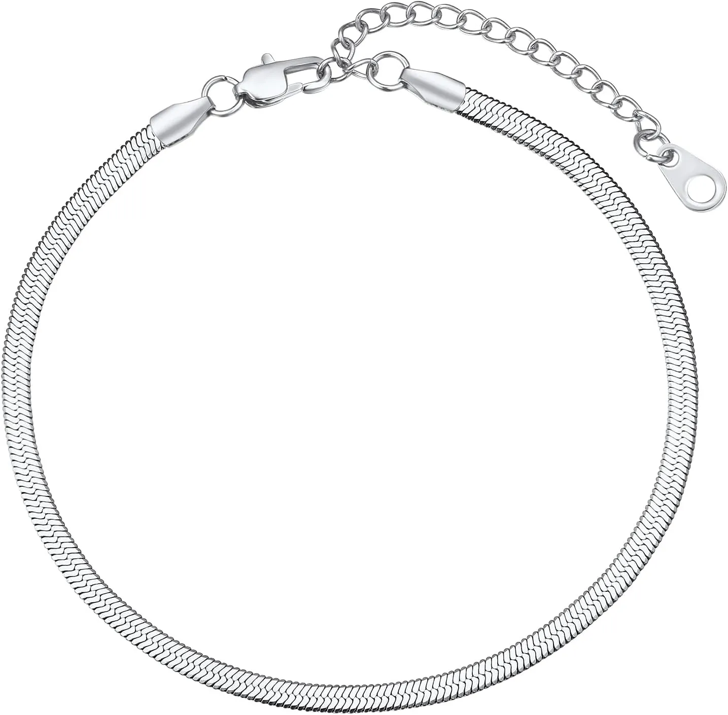 FindChic Elegant Herringbone Snake Chain Anklets/Bracelets 3MM/5MM Width Stainless Steel/18K Gold/Rose Gold Plated/Black 4 Color Options, 8.3'' 8.5'' 10.5'' Length, with Gift Box