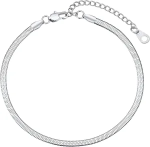 FindChic Elegant Herringbone Snake Chain Anklets/Bracelets 3MM/5MM Width Stainless Steel/18K Gold/Rose Gold Plated/Black 4 Color Options, 8.3'' 8.5'' 10.5'' Length, with Gift Box