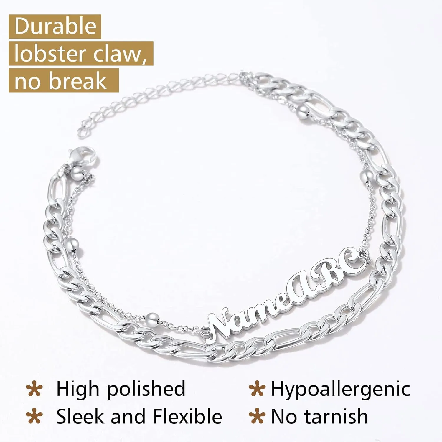 FindChic Stainless Steel Ankle Chain Bracelets for Women Cuban Curb/Figaro/Box Links Beach Foot Jewelry 8.5''-10.5'' Adjustable Anklet, with Jewelry Box