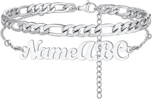 FindChic Stainless Steel Ankle Chain Bracelets for Women Cuban Curb/Figaro/Box Links Beach Foot Jewelry 8.5''-10.5'' Adjustable Anklet, with Jewelry Box