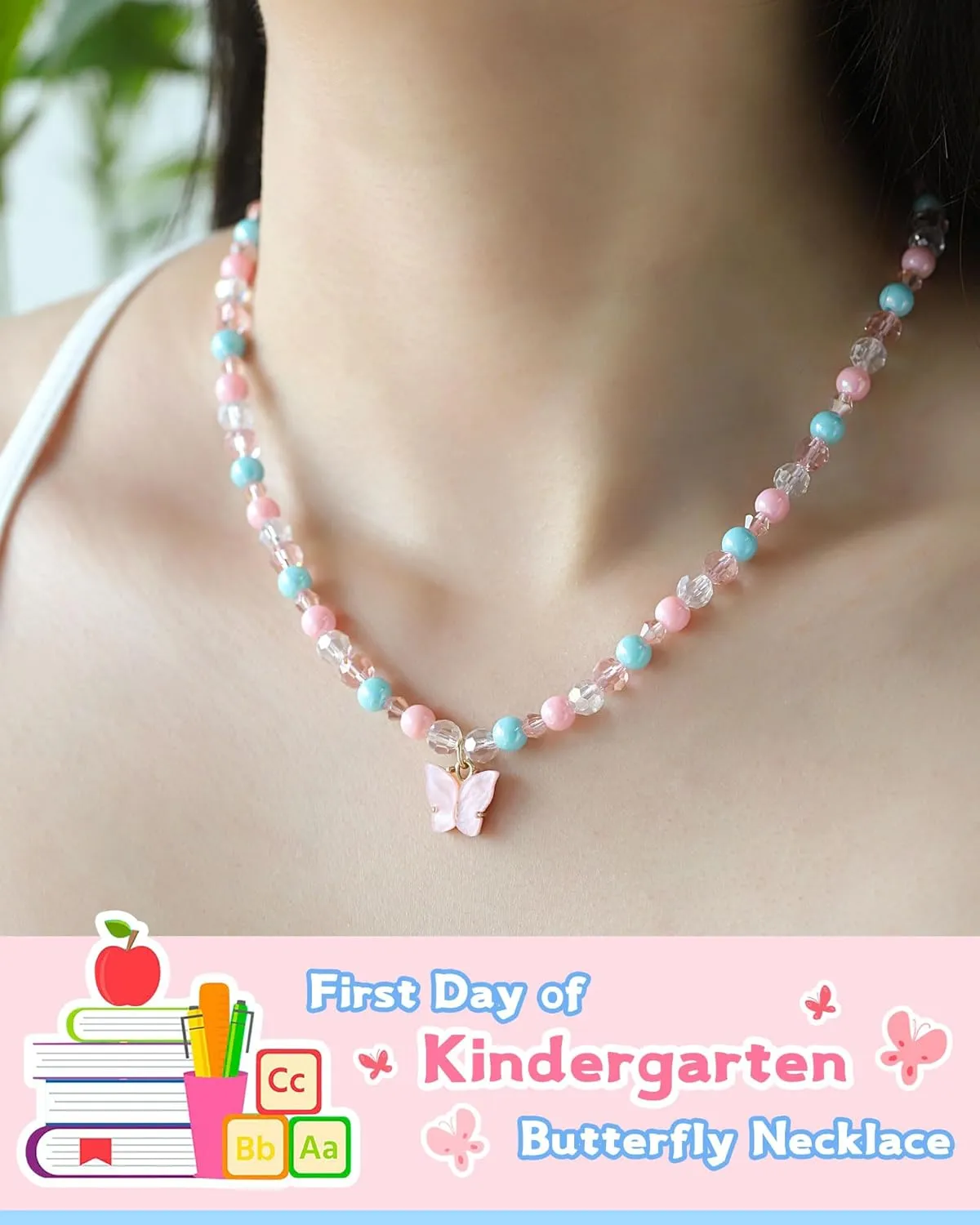 First Day of Kindergarten Gifts Beautiful Butterfly Beads Necklace