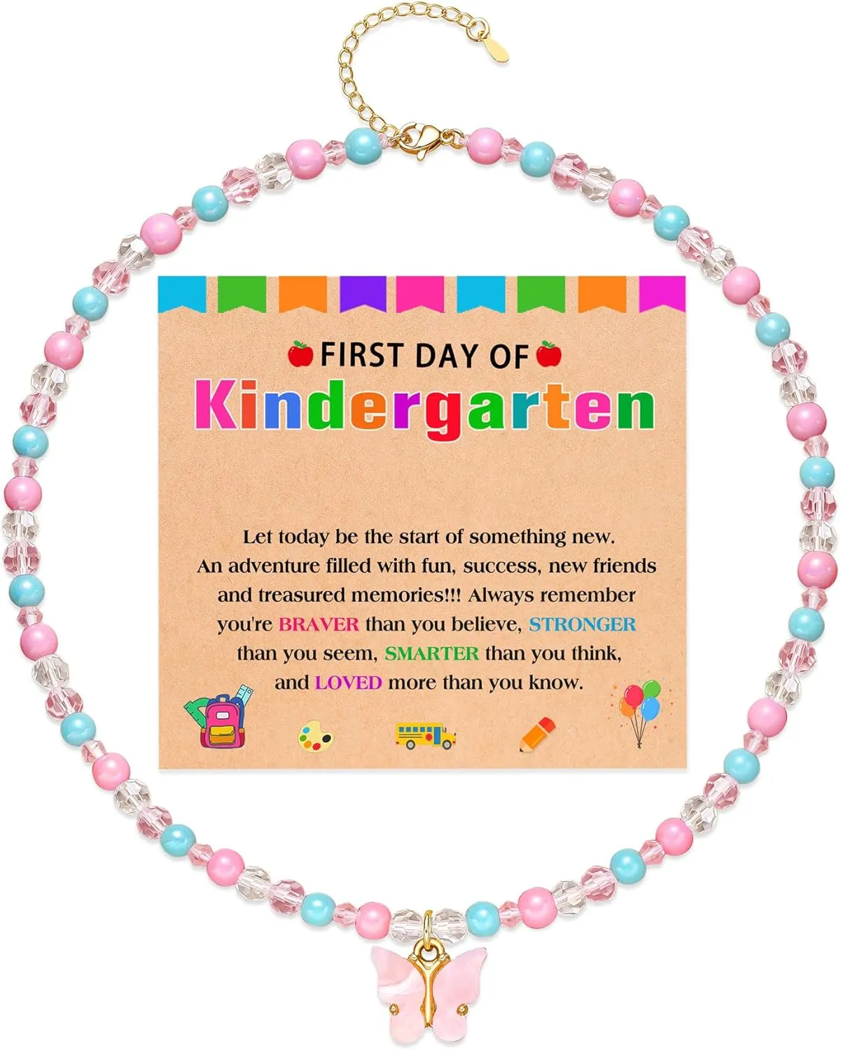 First Day of Kindergarten Gifts Beautiful Butterfly Beads Necklace