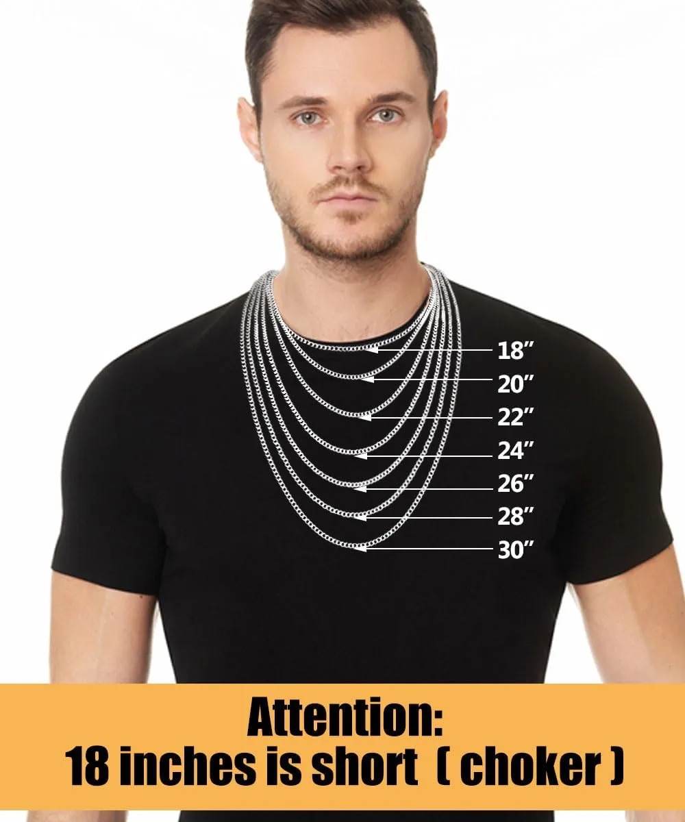 Fiusem Silver Tone Cross Necklace for Men, Mens Cross Necklaces with 3.5mm Chain and Stainless Steel Pendant, Cuban Chain 16-24 Inches