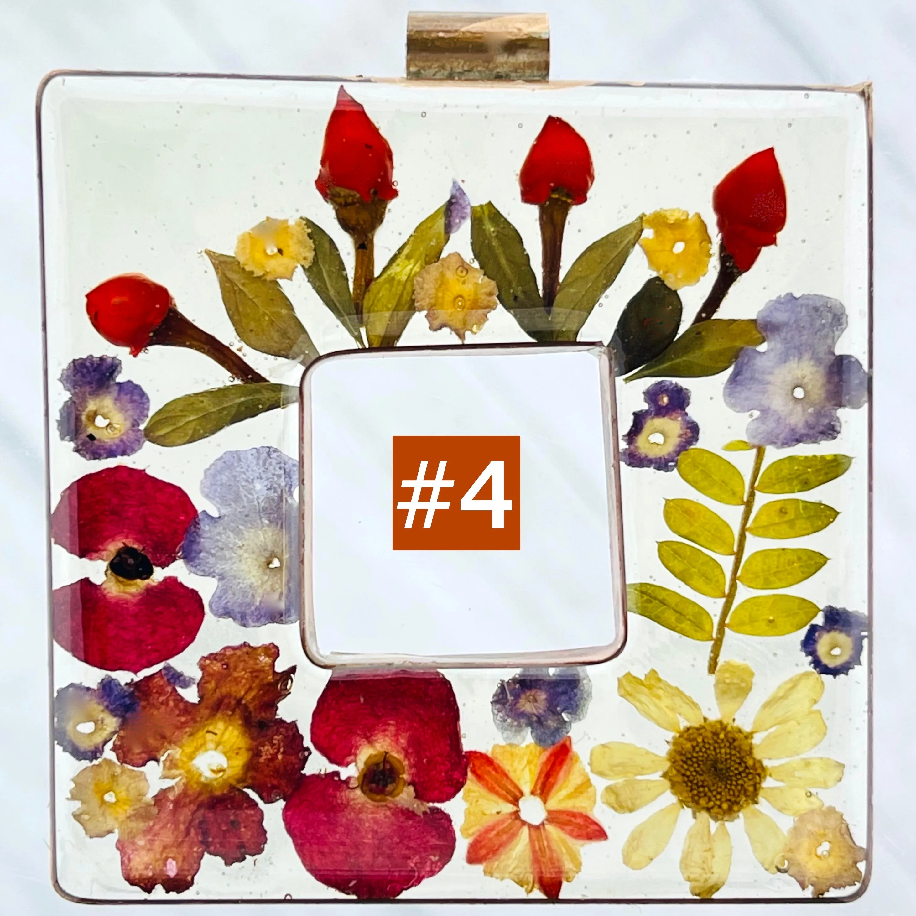 Flower Filled Square Pendants in Resin