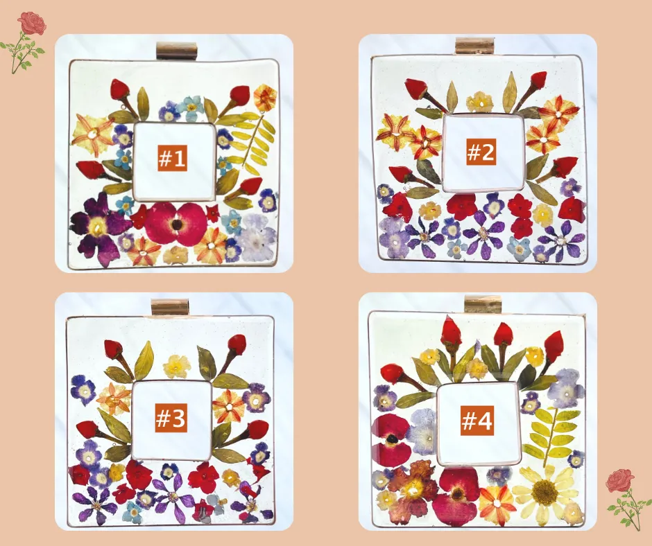 Flower Filled Square Pendants in Resin