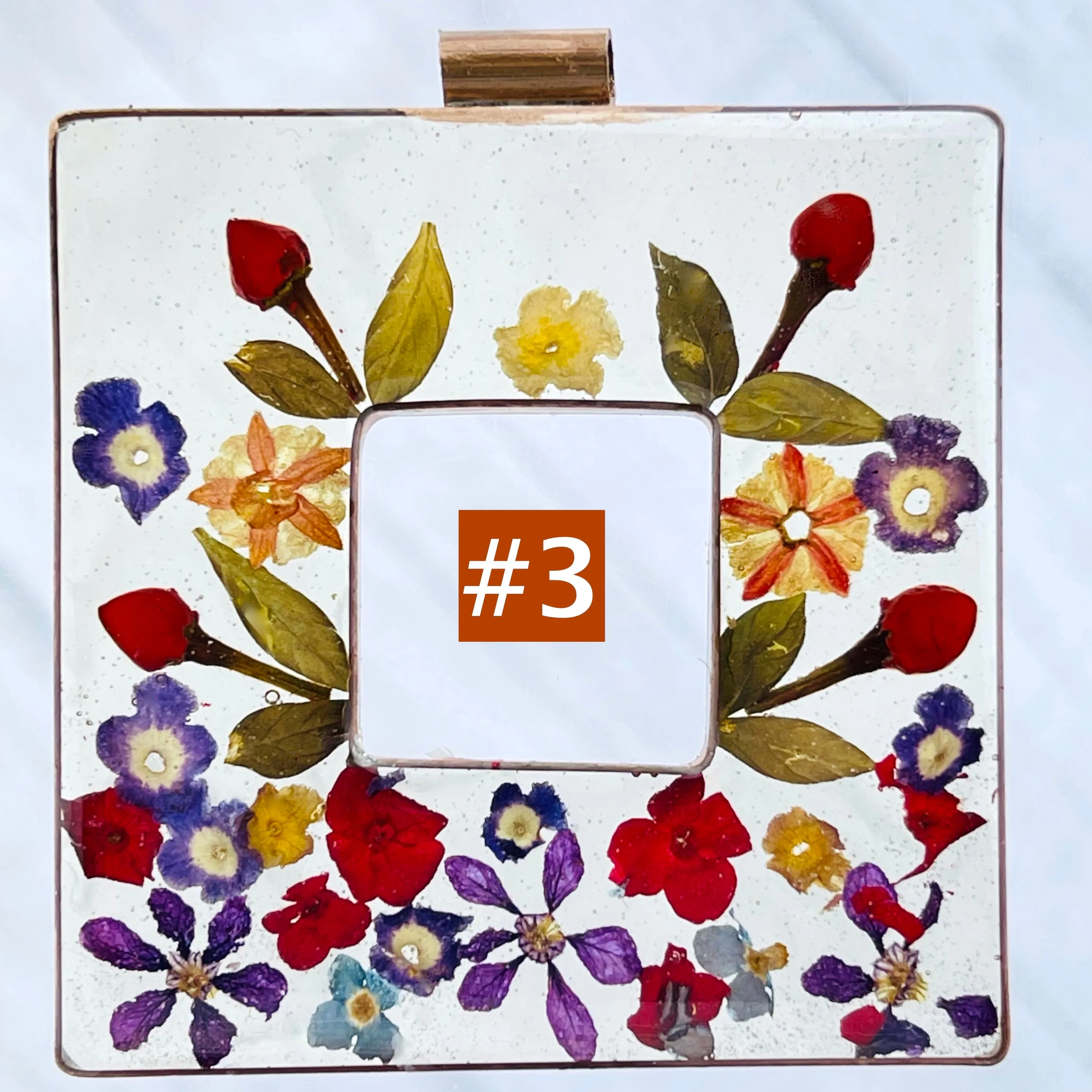 Flower Filled Square Pendants in Resin
