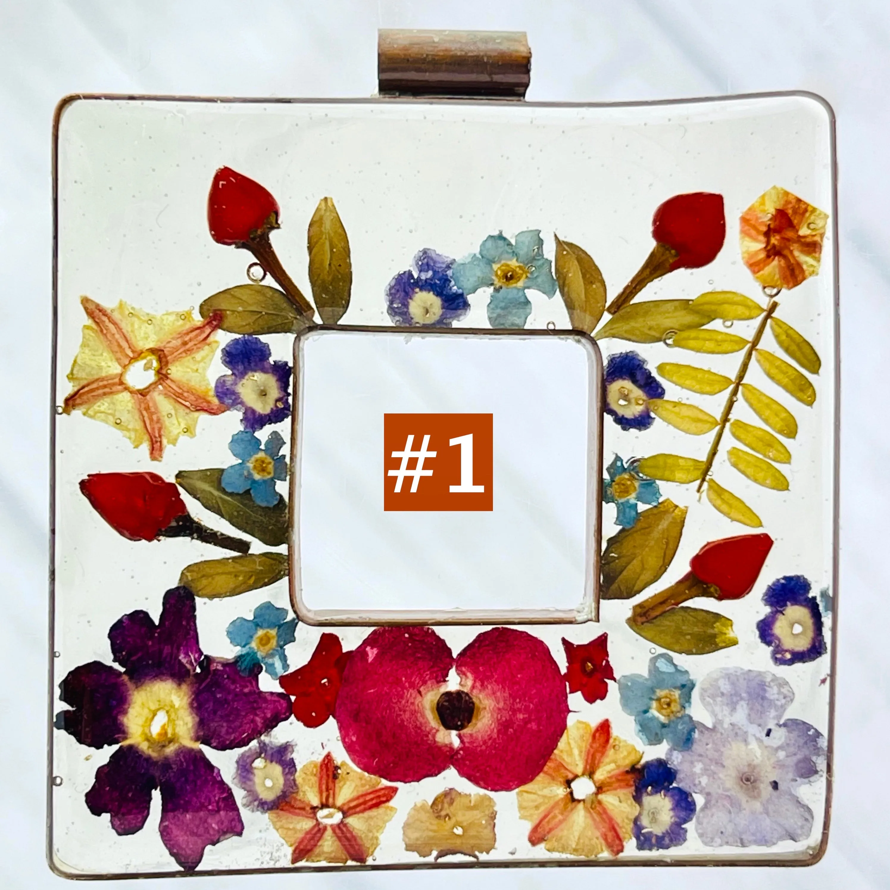 Flower Filled Square Pendants in Resin