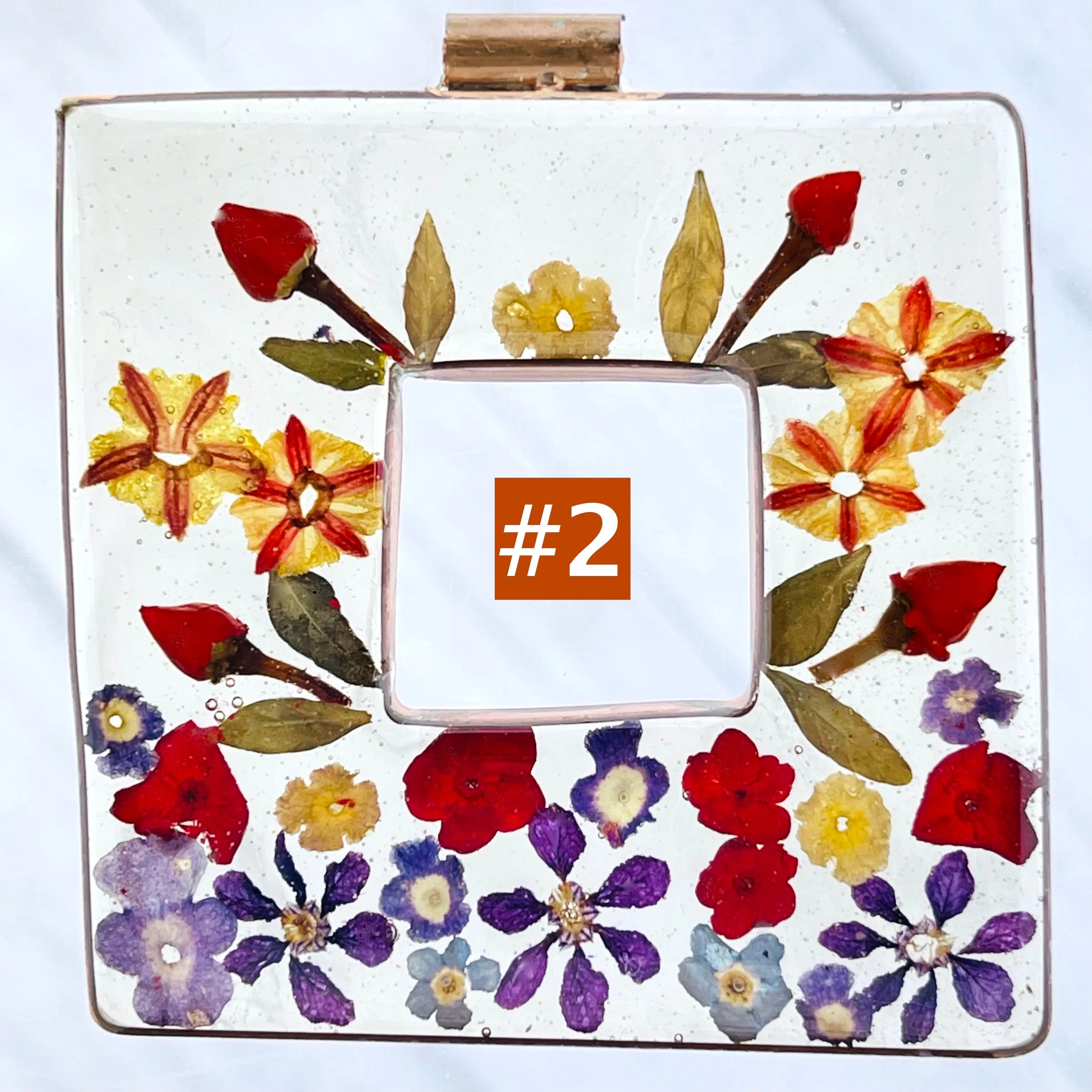 Flower Filled Square Pendants in Resin