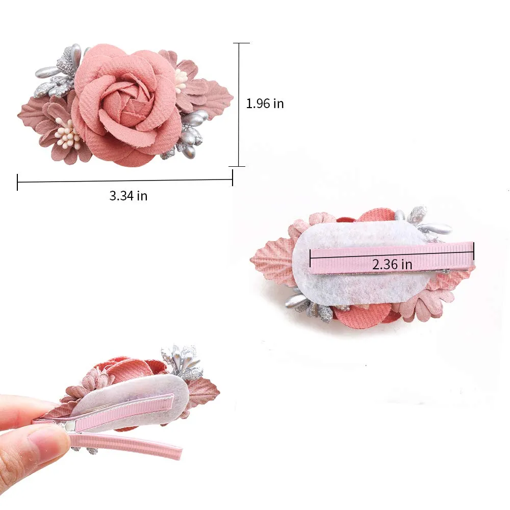 Flower Hair Clips Set-Cherrboll 3pcs Floral Hair Bow Accessories for Baby Girl Toddles Teen Gifts