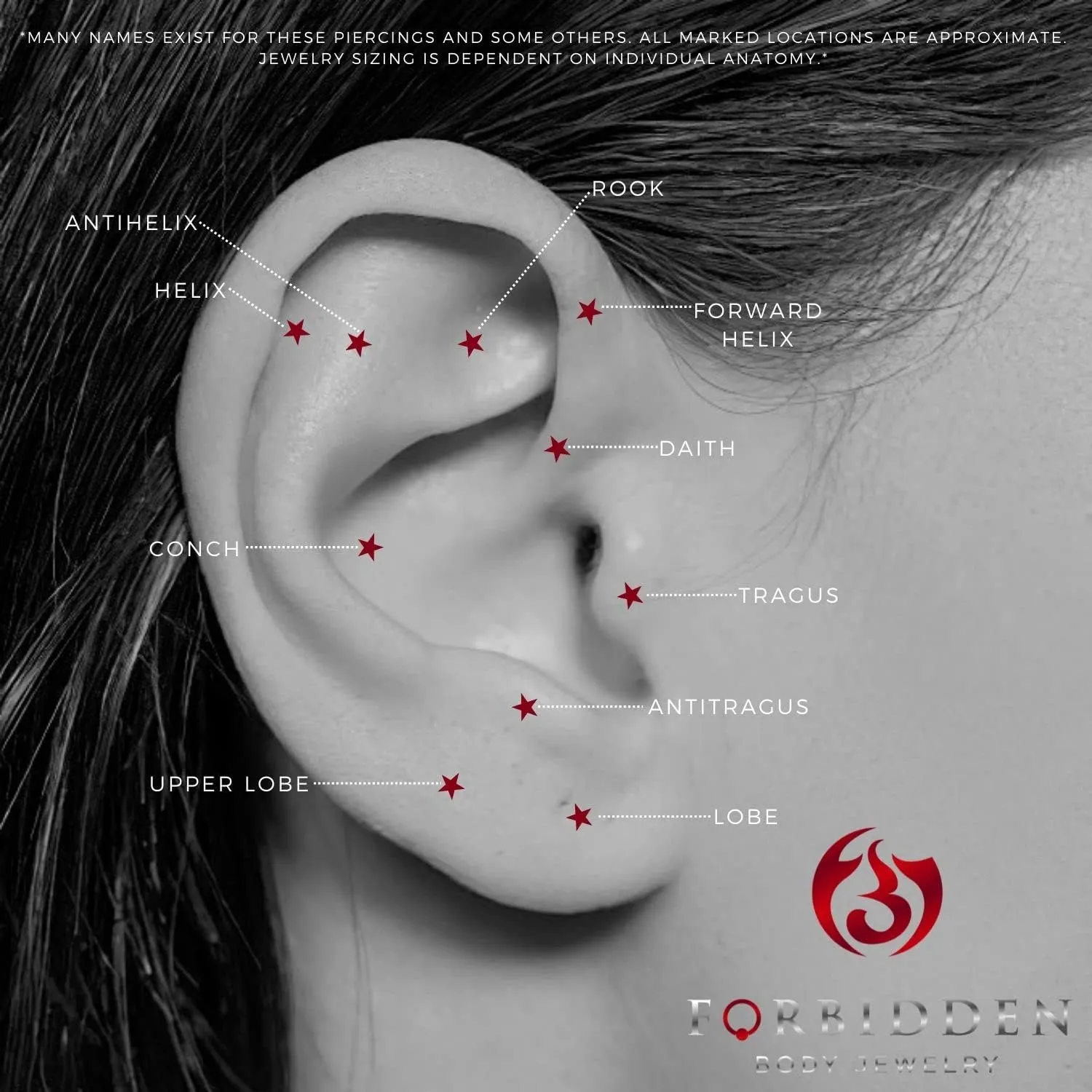 Forbidden Body 16G Jewelry Surgical Steel Internally Threaded Micro CZ Gem Tragus/Labret/Helix Piercing Stud/2mm Top (6mm-10mm)