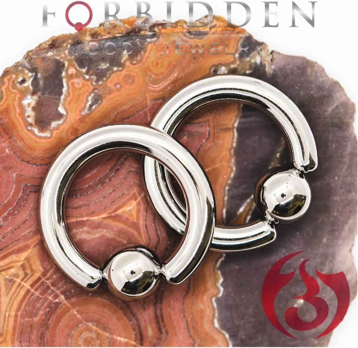 Forbidden Body Jewelry 12G-OG Surgical Steel Piercing Hoops Large Gauge Size Captive Bead Body Piercing Rings 2pcs (Select Gauge/Diameter)