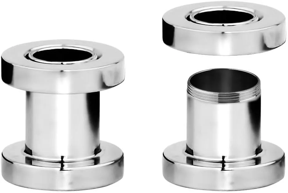 Forbidden Body Jewelry 1.2mm - 16mm Surgical Steel Ear Gauges Screw Fit Tunnels, Tunnel Plug Earrings Sold as a Pair