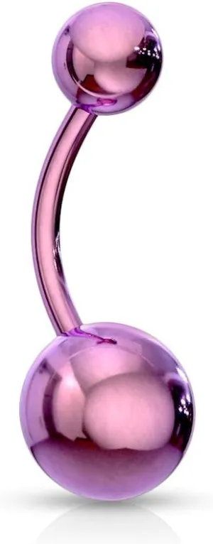 Forbidden Body Jewelry 14G Belly Button Rings Surgical Steel High Shine Double Ball Belly Ring Titanium IP Plated