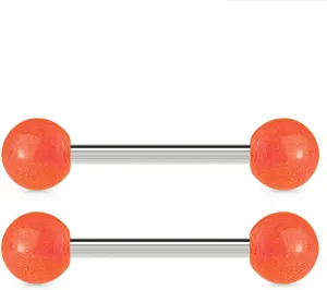 Forbidden Body Jewelry 14G Stainless Steel Glow In The Dark Nipple & Tongue Rings Barbells,16mm (Sold as a Pair)